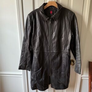 Gallery Black Leather Trench